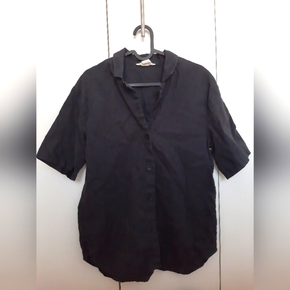 H&M Linen Button Down Short Sleeve Shirt